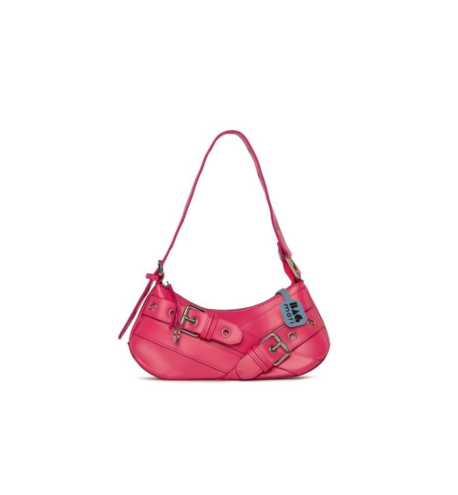 Sac bandoulière, 100 % cuir PU, fuchsia