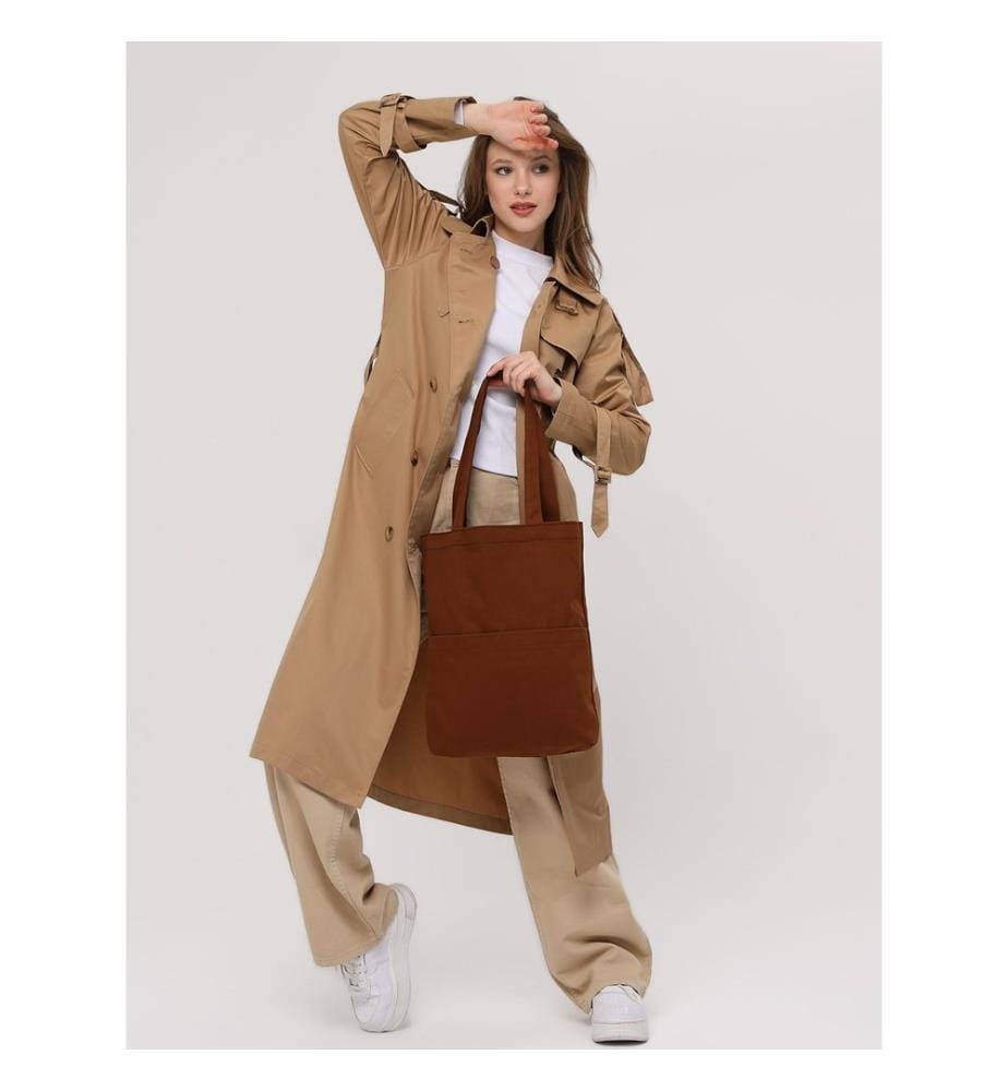Sac cabas, 100 % gabardine, marron foncé