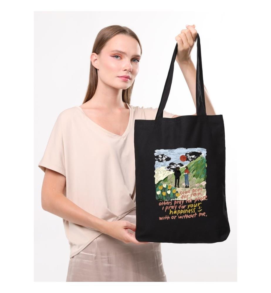 Sac cabas, 100 % coton, noir