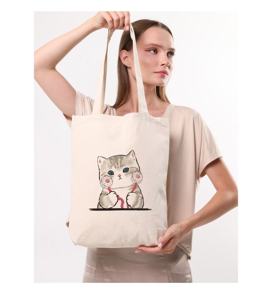 Sac cabas, 100 % coton, crème