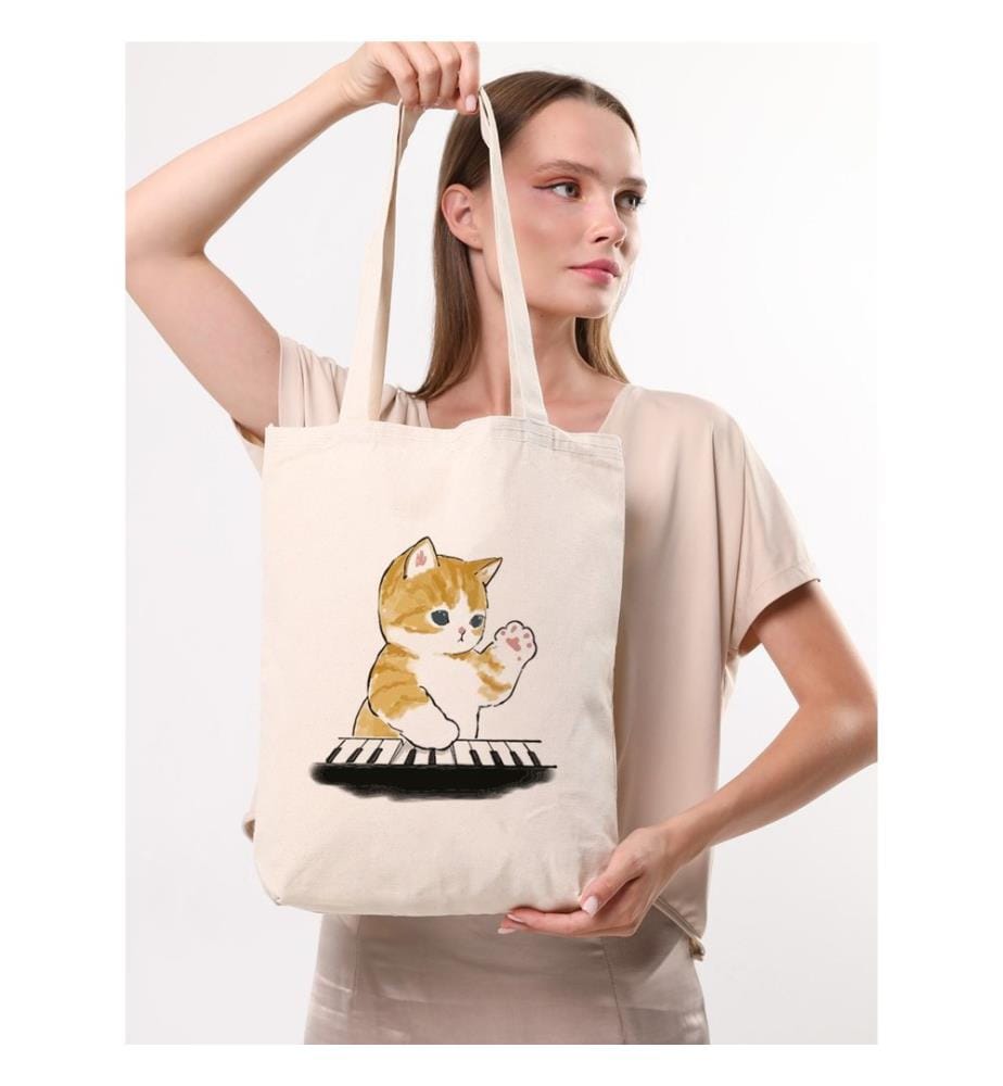 Sac cabas, 100 % coton, crème