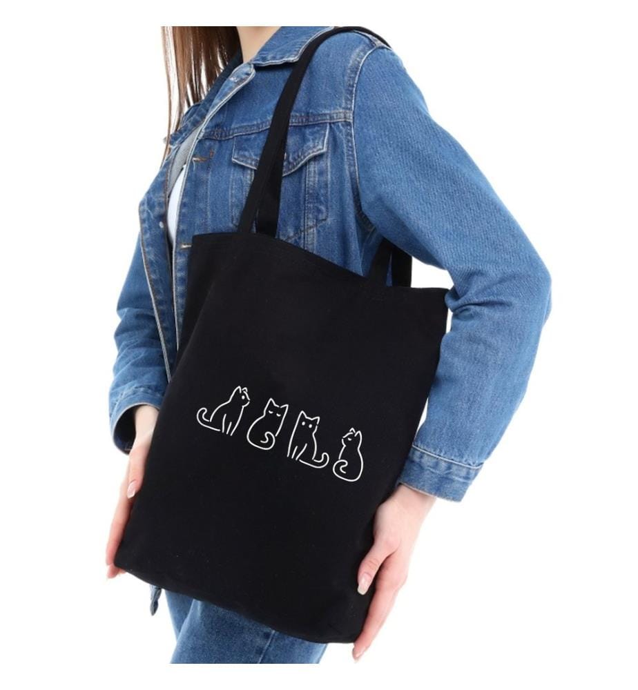 Sac cabas, 100 % coton, noir