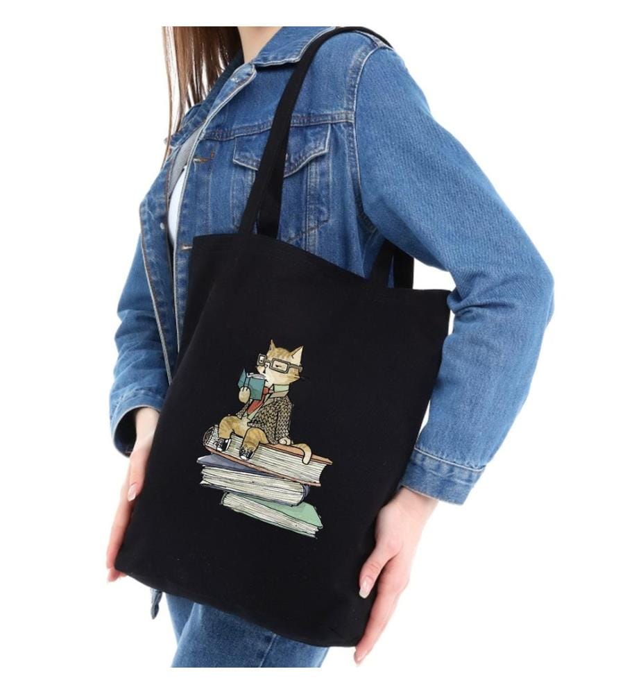 Sac cabas, 100 % coton, noir