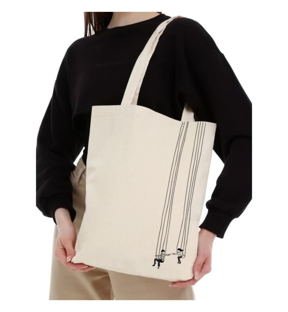 Sac cabas, 100 % coton, crème