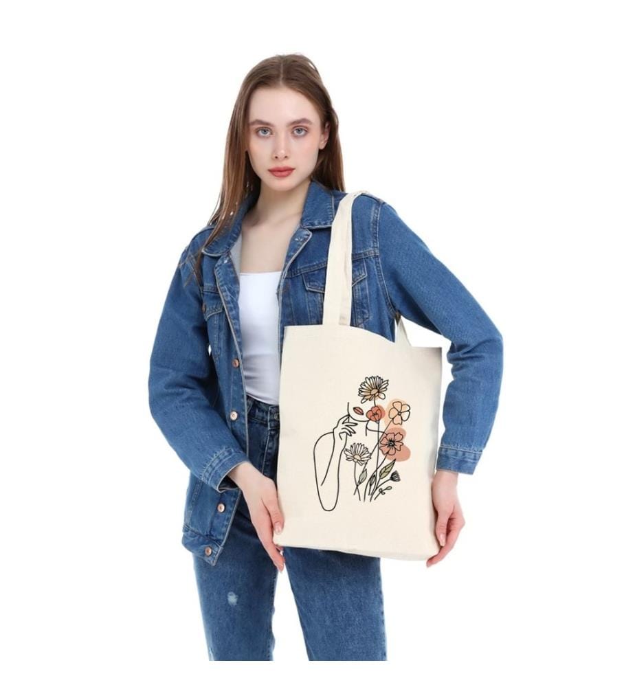 Sac cabas, 100 % coton, crème
