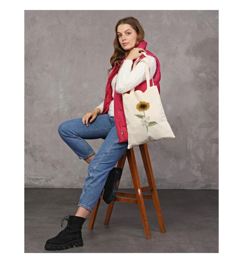 Sac cabas, 100 % coton mélangé polyester, crème