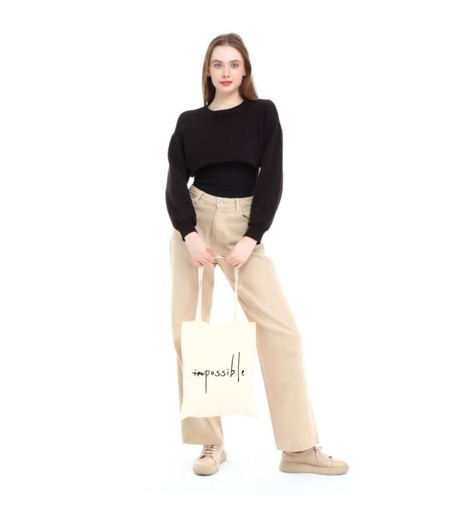 Sac cabas, 100 % coton mélangé polyester, crème