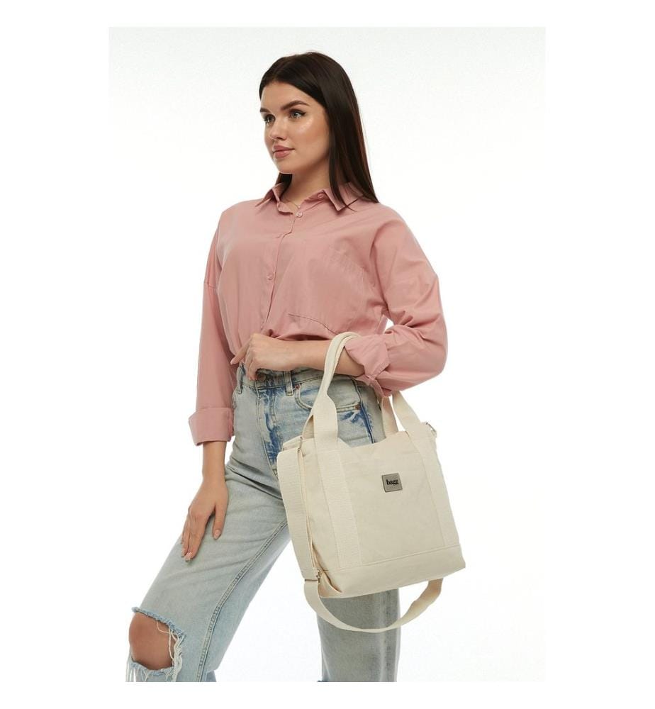 Sac cabas, 100 % toile de coton, crème