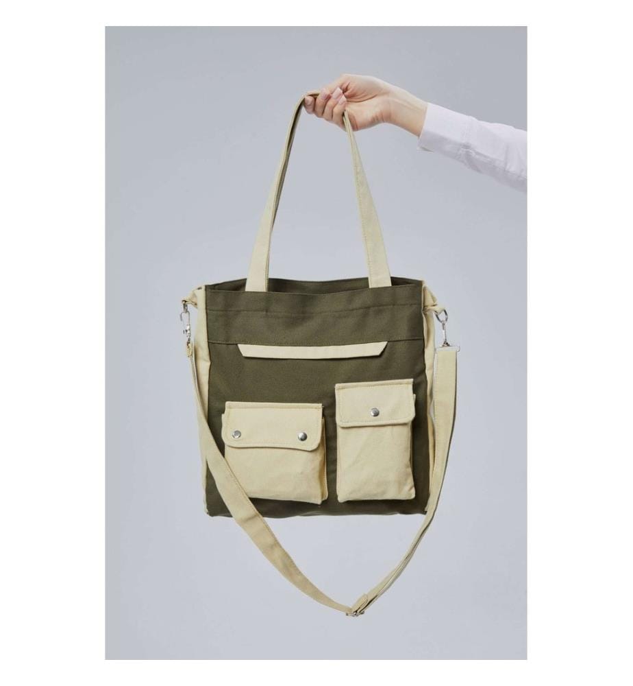 Sac fourre-tout, 100 % toile, vert foncé