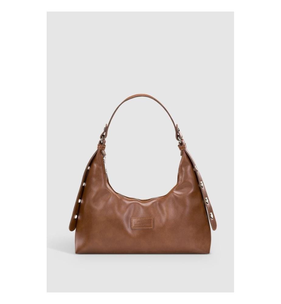 Sac à main, 100 % cuir PU, marron