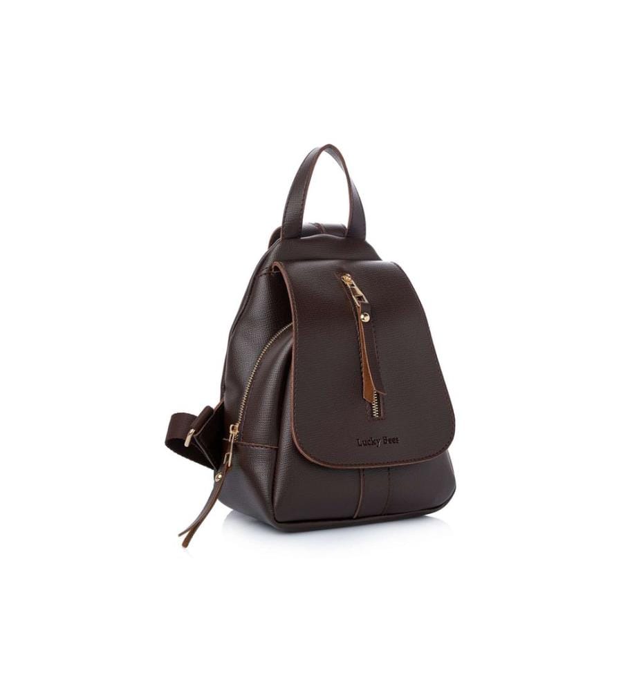 Sac à dos, 100 % cuir polyvinyle, marron