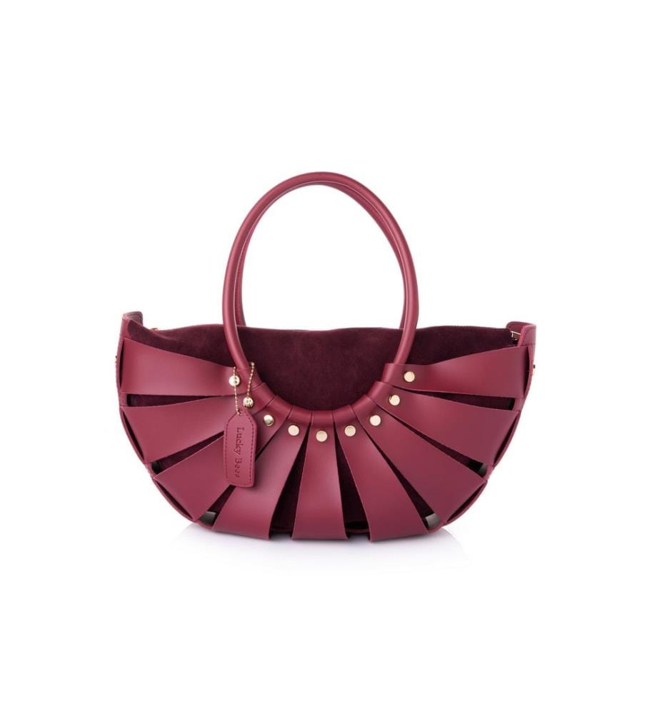 Sac bandoulière, 100 % cuir polyvinyle, bordeaux