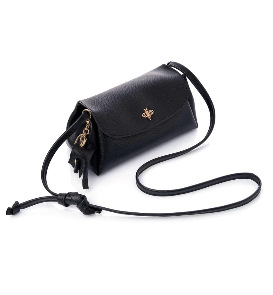 Sac bandoulière, 100 % cuir polyvinyle, noir
