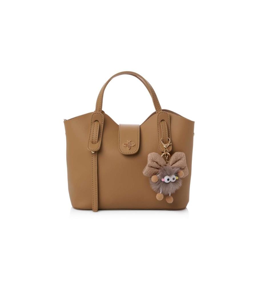 Sac bandoulière, 100 % cuir polyvinyle, camel