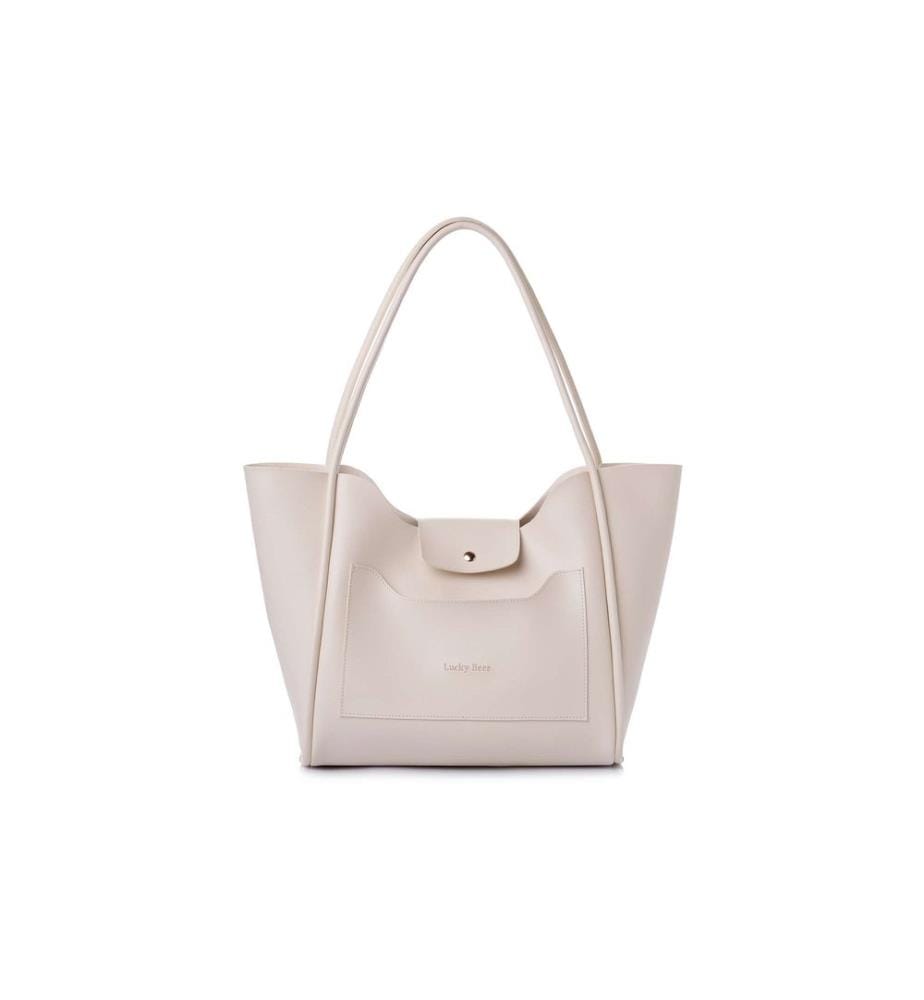 Sac bandoulière, 100 % cuir polyvinyle, crème