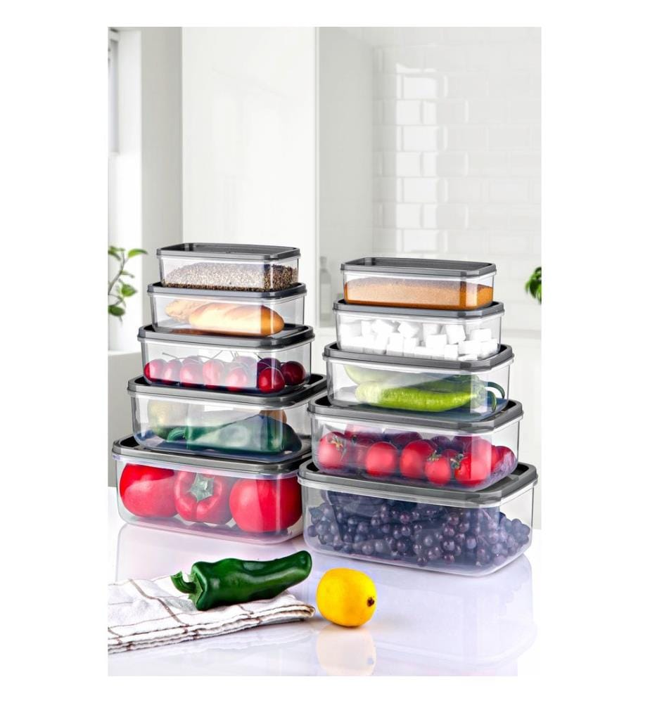 Lot de boîtes de rangement (10 pièces) - Transparentes