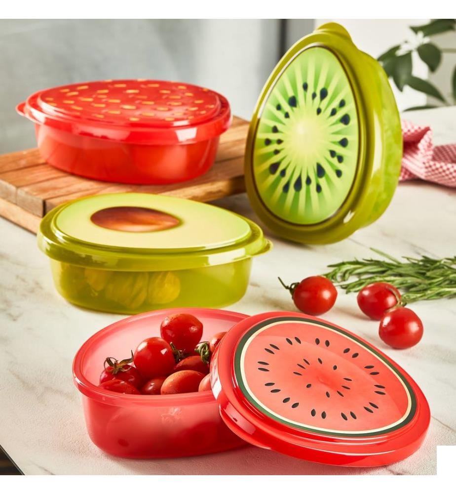 Lot de boîtes de rangement (6 pièces) - Rouge Vert