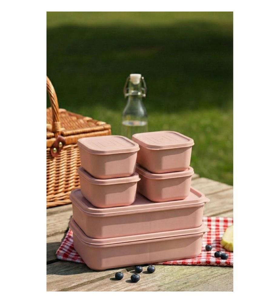 Lot de boîtes de rangement (6 pièces) - Rose