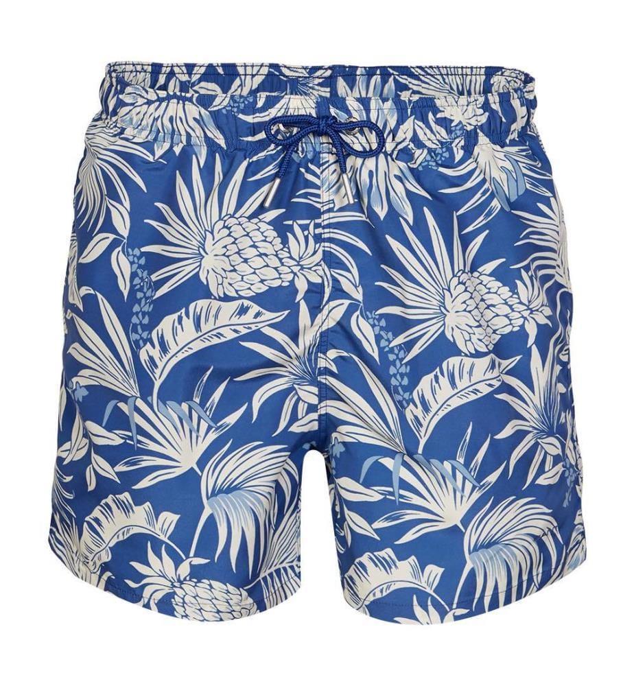 Short de bain imprimé tropical - Bleu riche