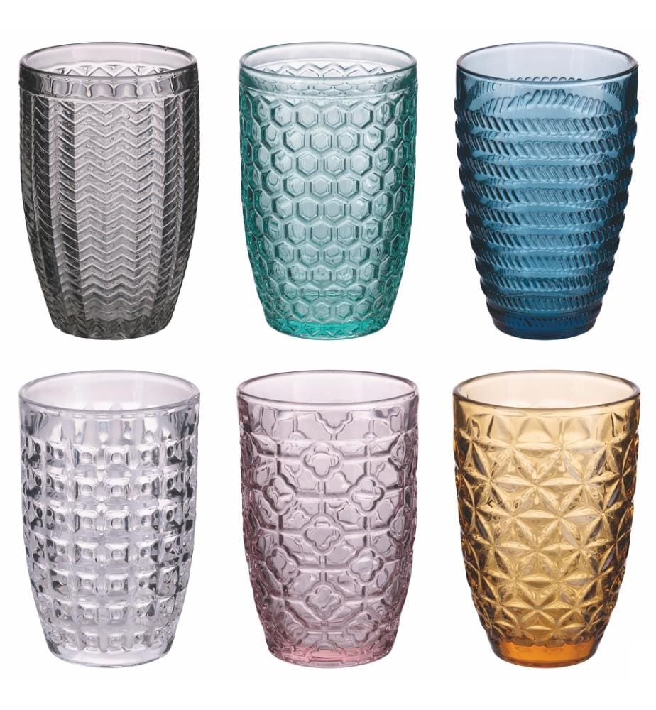 Lot 6 Verres à boisson 400 ml - Multicolore