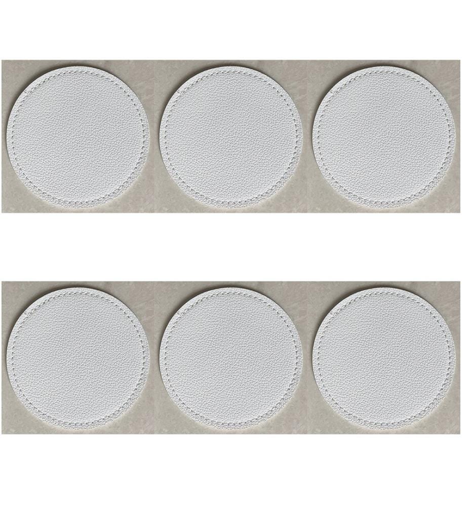 Lot de 6 sous-verres Horeca cuir - Ø 10 cm / Blanc