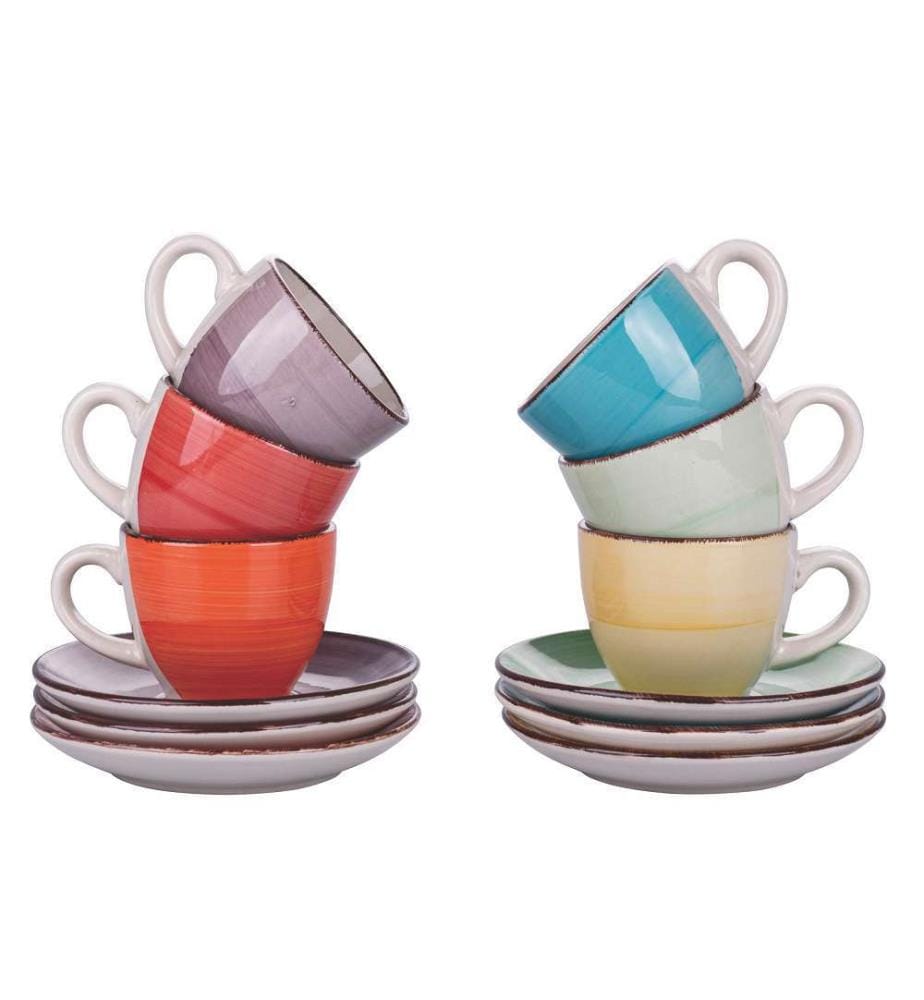 Lot de 6 tasses à café Chalet avec soucoupe - Multicolore