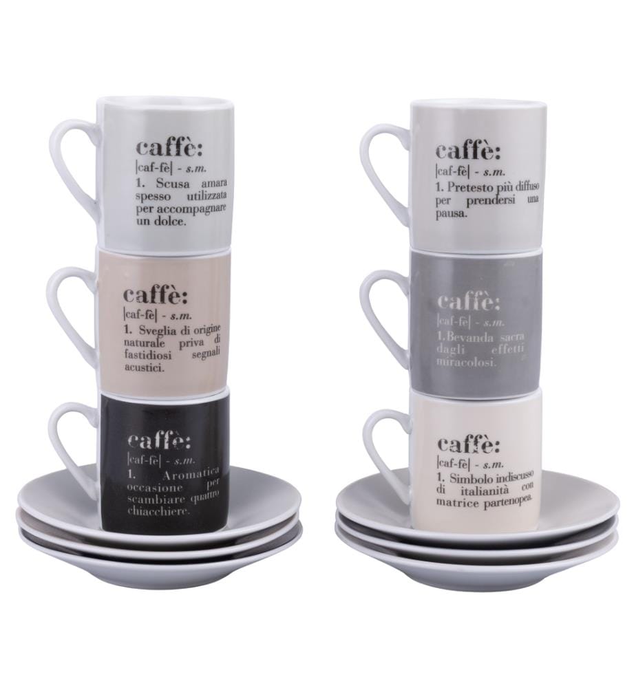 Lot 6 Tasses 90 ml avec soucoupe - Multicolore