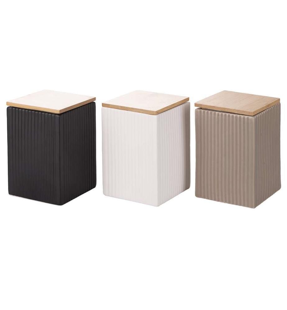 Lot de 3 pots modernes - 10 x 15 cm / Noir / Blanc / Gris