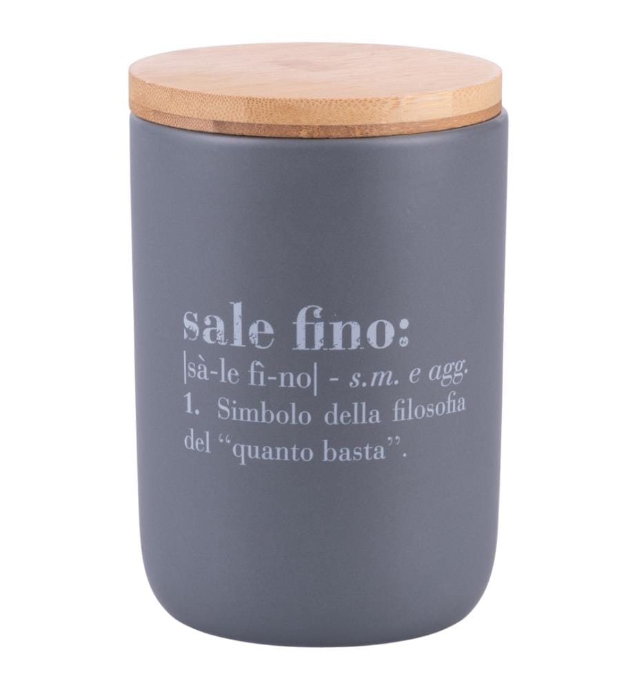 Pot à sel fin avec couvercle bambou - Gris