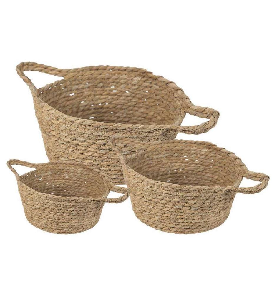 Lot de 3 paniers - Petit / Moyen / Bois naturel