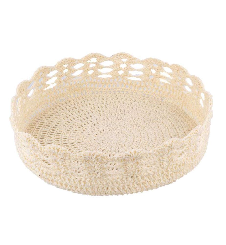Panier crochet - Ø 27 x 8 cm / Chocolat / Crème