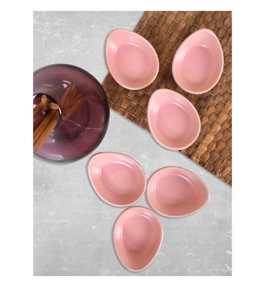 Set d'assiettes à sauce, rose, céramique