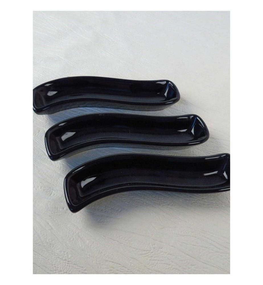 Set d'assiettes, 3 pièces, noir, céramique