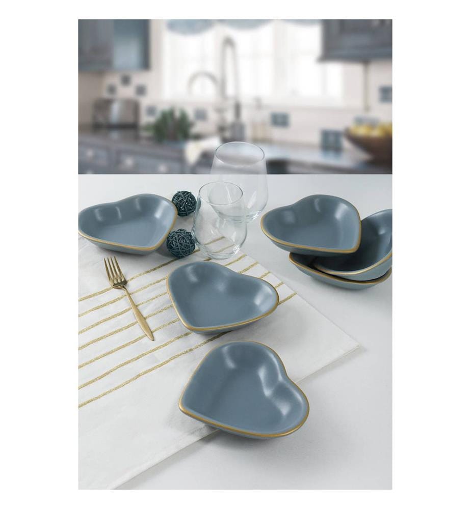 Set de bols en céramique, 6 pièces, gris, 100% céramique