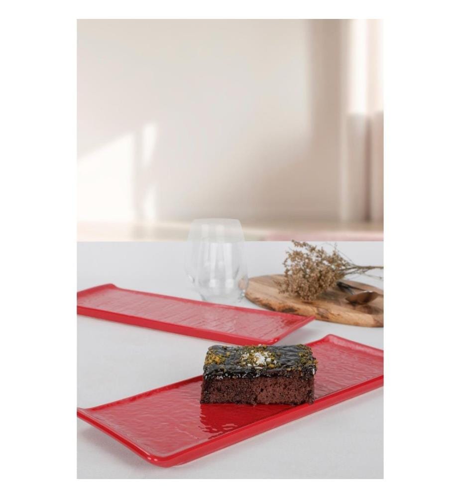 Set d'assiettes de service, 2 pièces, rouge, céramique