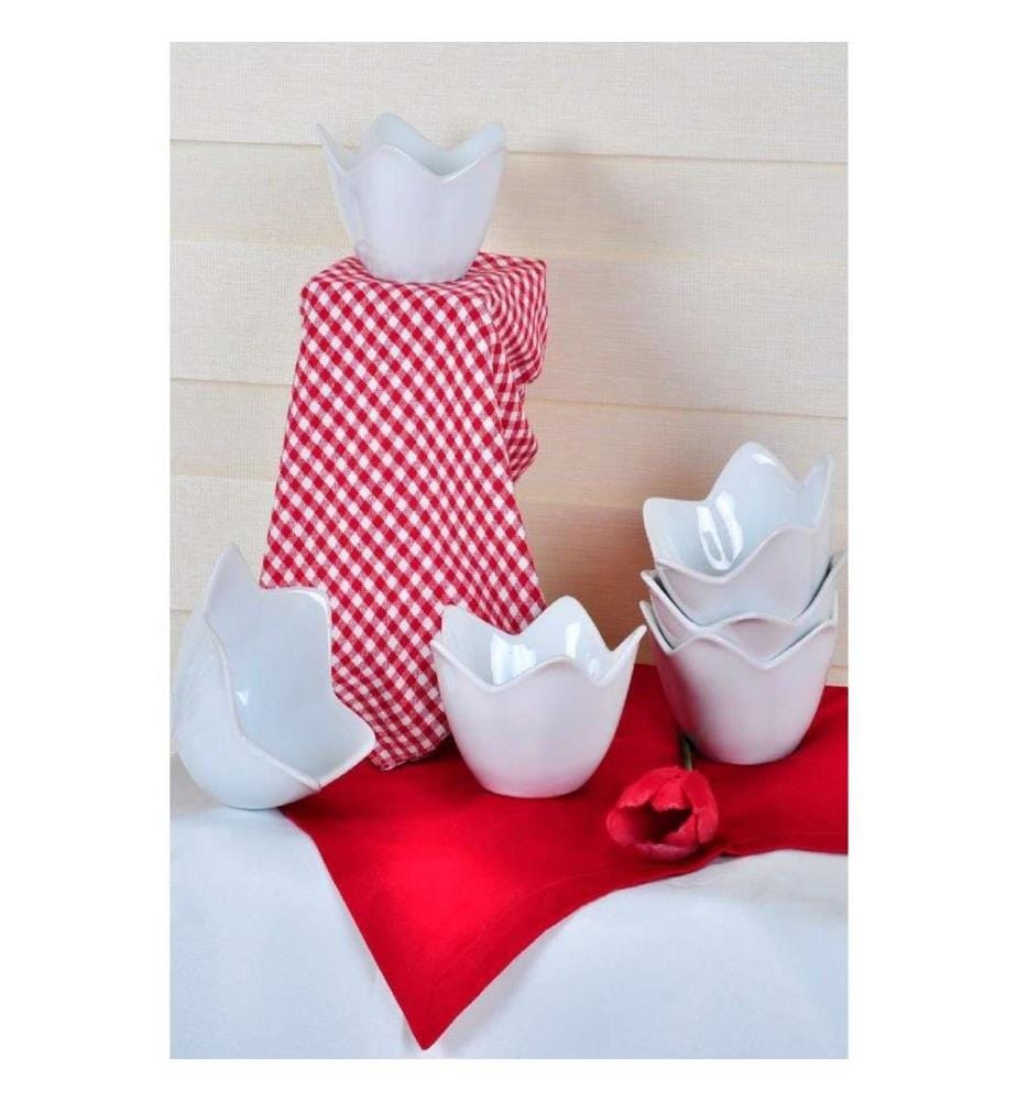 Set de bols, 6 pièces, blanc, céramique