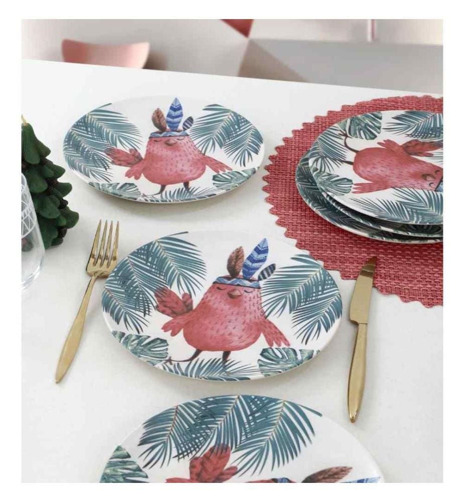 Set d'assiettes à dessert, 6 pièces, multicolore, céramique, n'absorbe pas l'eau
