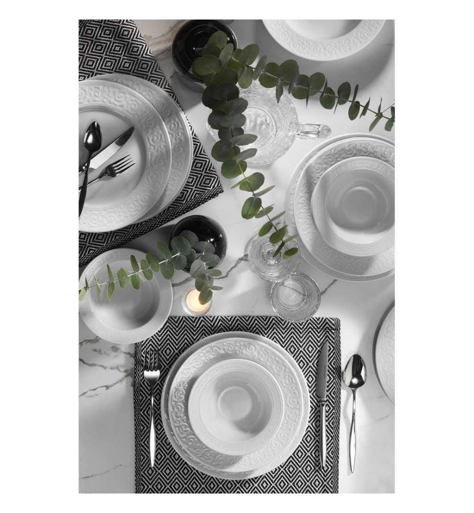Service de table, 36 pièces, blanc, 100% PORCELAINE