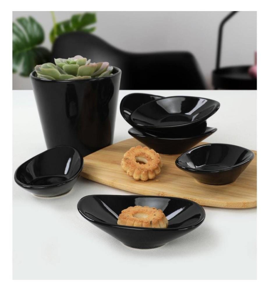 Ensemble de bols à sauce, 6 pièces, noir, céramique, n'absorbe pas l'eau