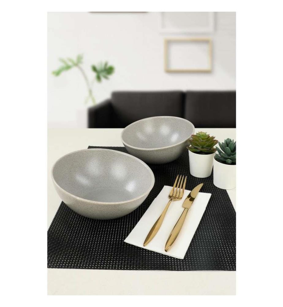 Ensemble de bols, 2 pièces, gris mat, grès céramique, n'absorbe pas l'eau
