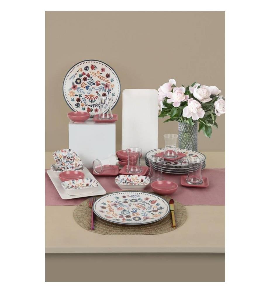 Set de petit-déjeuner, 30 pièces, Multicolore, Céramique, N'absorbe pas l'eau