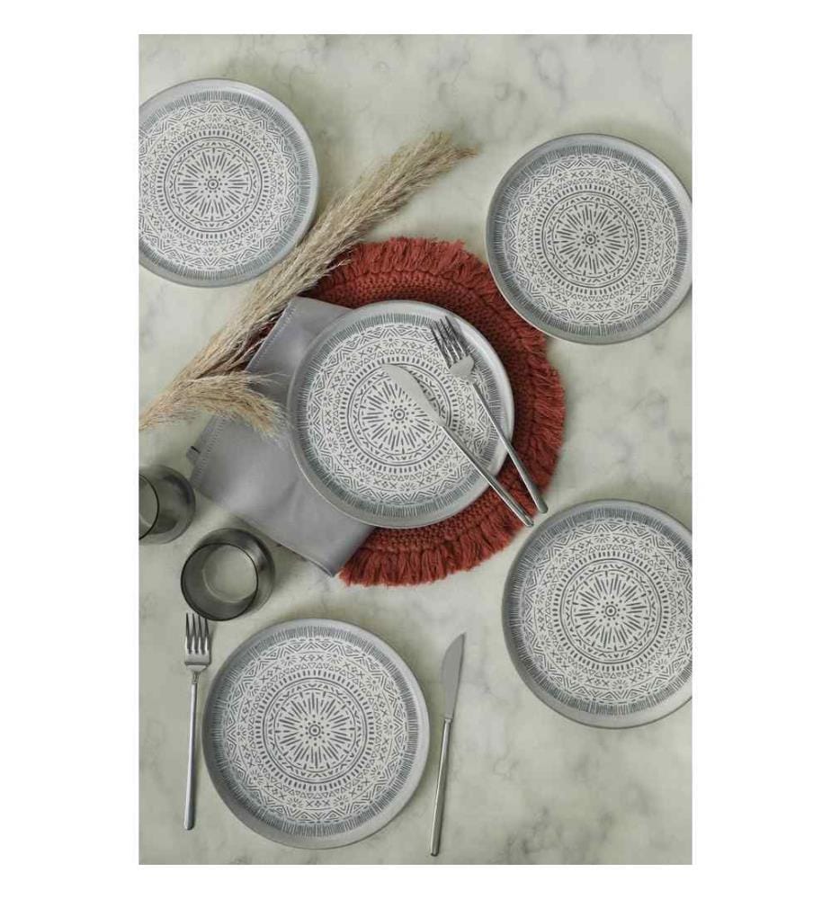 Set d'assiettes à dessert, 6 pièces, blanc mat, 100% céramique, antibactérien