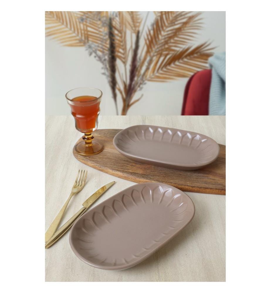 Set d'assiettes, 2 pièces, Beige, 100% CERAMIC STONEWARE