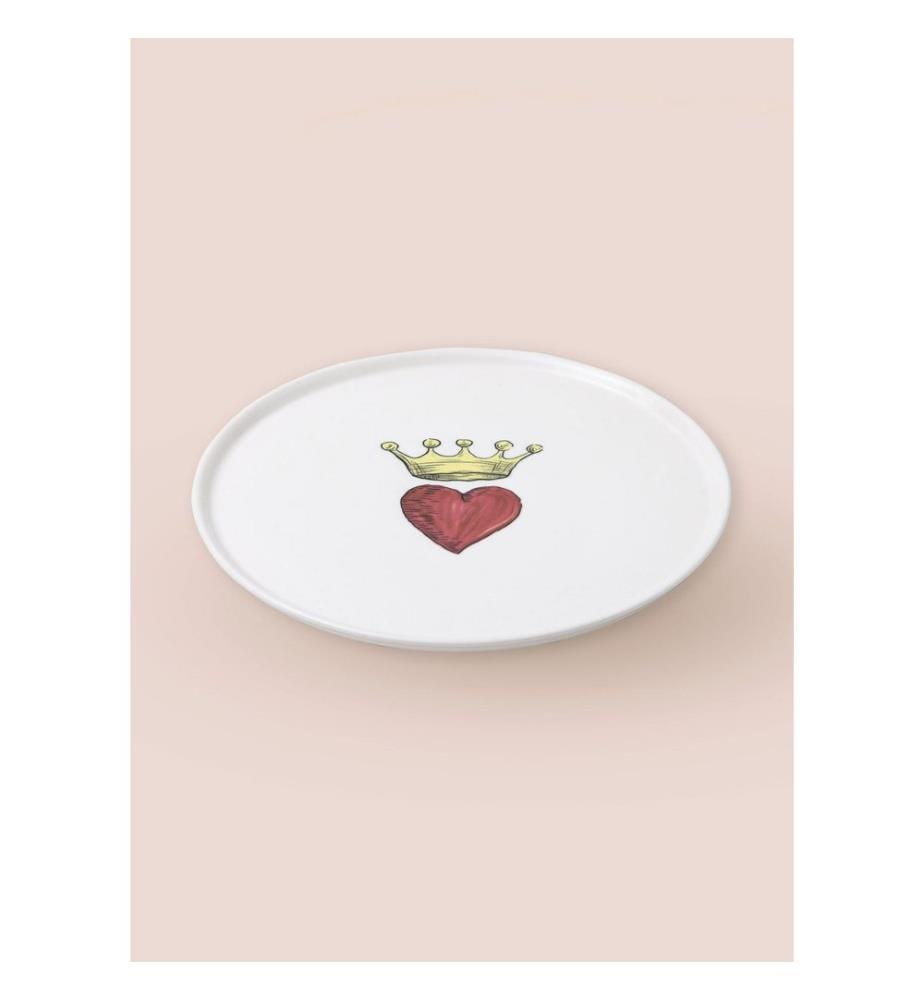 Set d'assiettes de service, 6 pièces, blanc, rouge, jaune, 100% CERAMIQUE