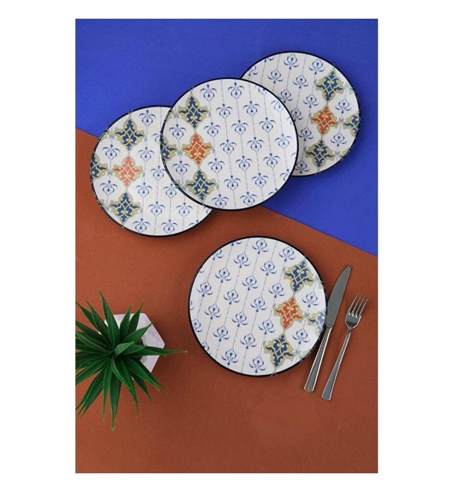 Set d'assiettes à dessert, 4 pièces, Multicolore, 100% PORCELAINE
