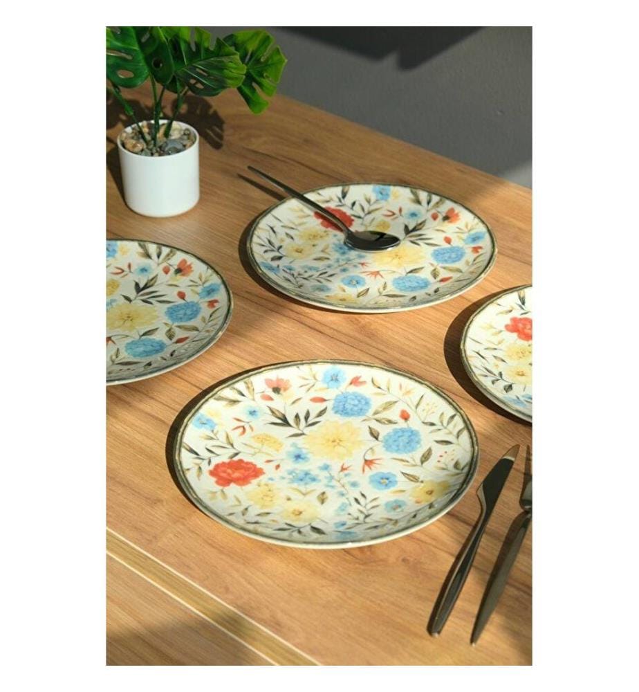 Set d'assiettes à dessert, 4 pièces, Multicolore, 100% PORCELAINE