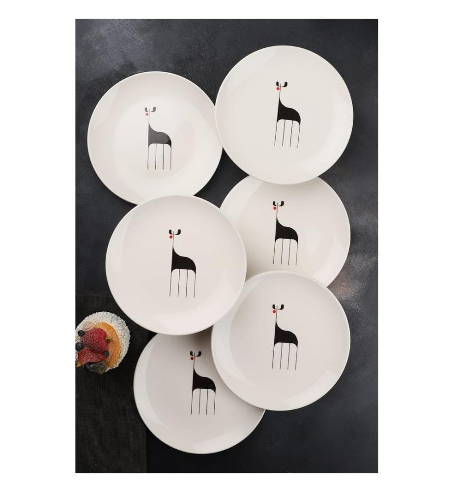 Set d'assiettes à dessert, 6 pièces, blanc, 100% PORCELAINE
