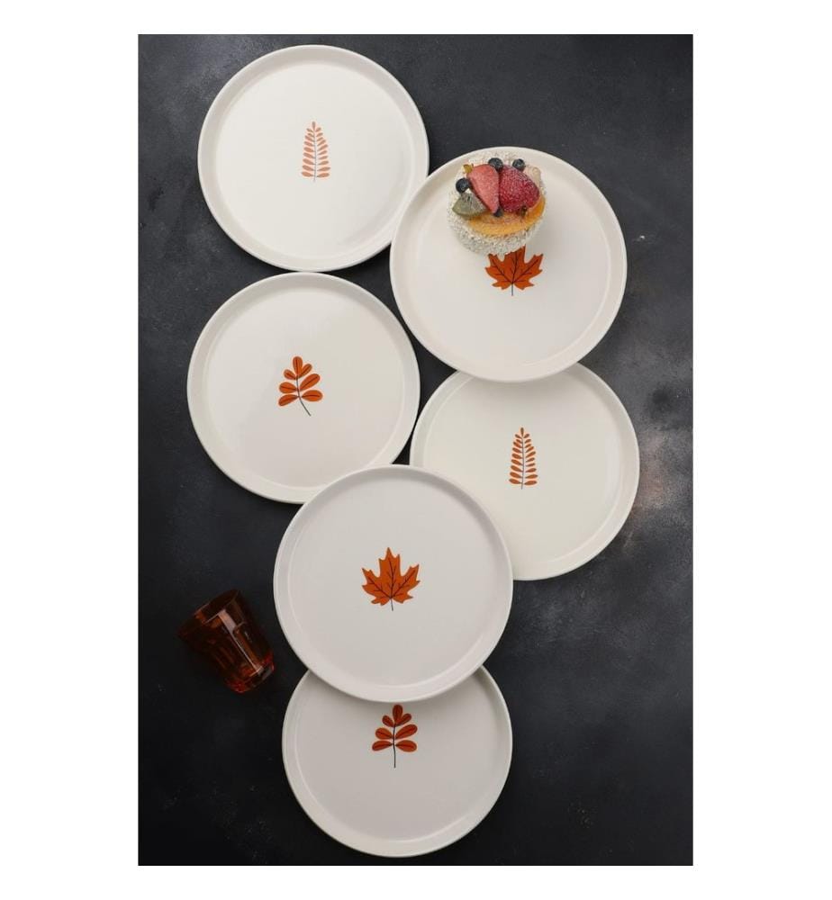 Set d'assiettes à dessert, 6 pièces, blanc, 100% PORCELAINE