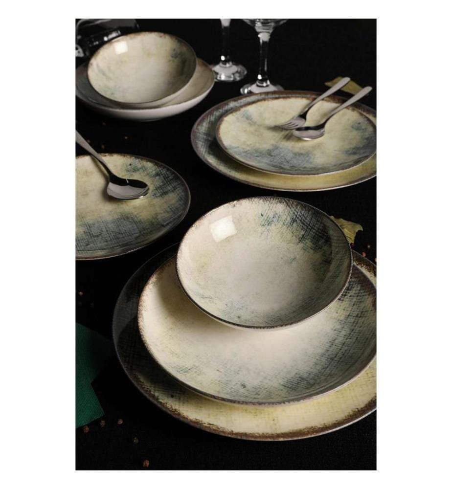Service de table, 24 pièces, Multicolore, Porcelaine