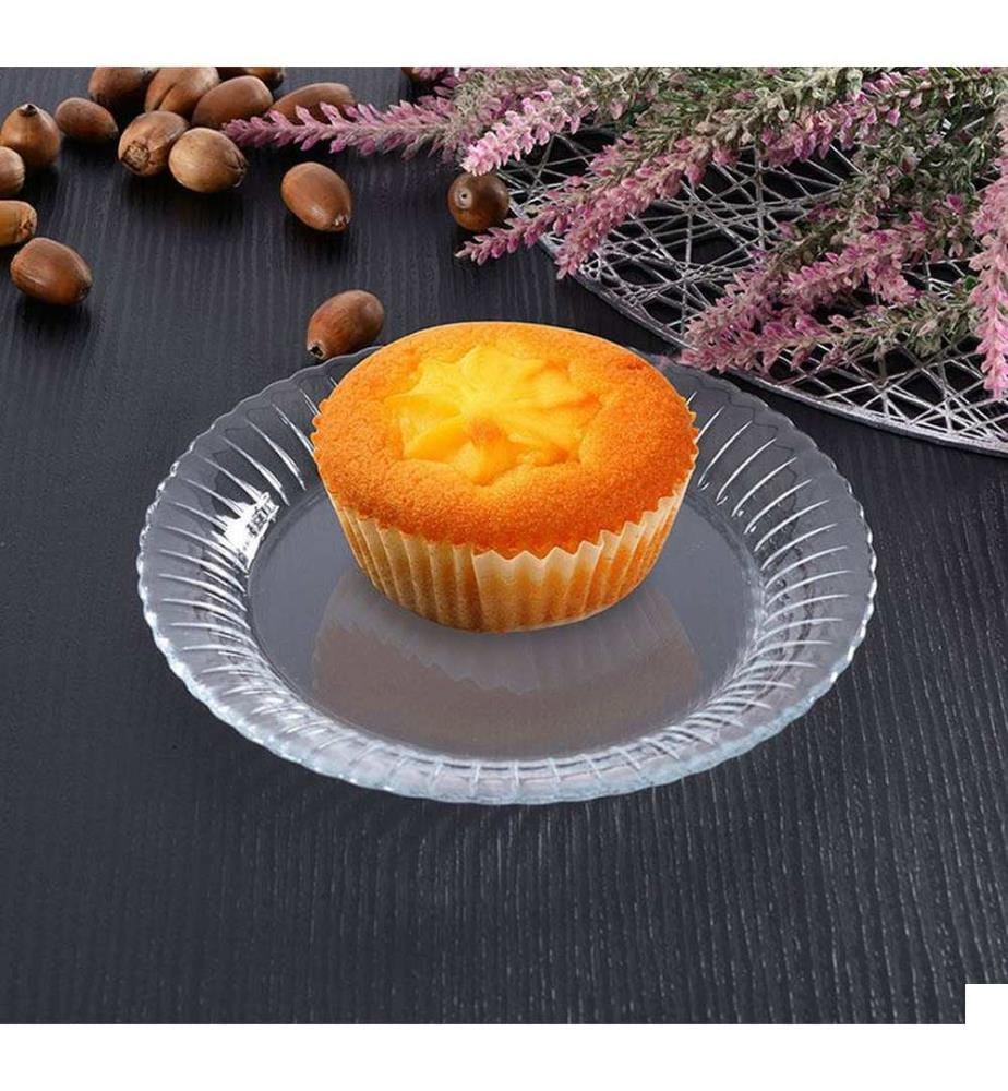 Set d'assiettes en verre, 6 pièces, transparent, 100% VERRE